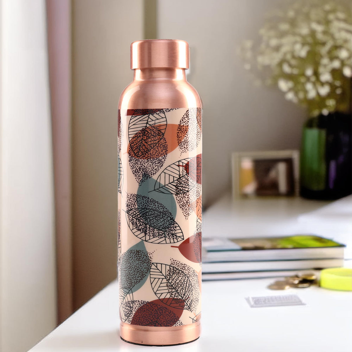 UMAI Copper Water Bottle 950ml | Designer Leakproof Eco-Friendly Immunity Boosting Non-Toxic BPA Free | Kids Drinkware & Storage | Home Gym Office | Unique Printed Bottle