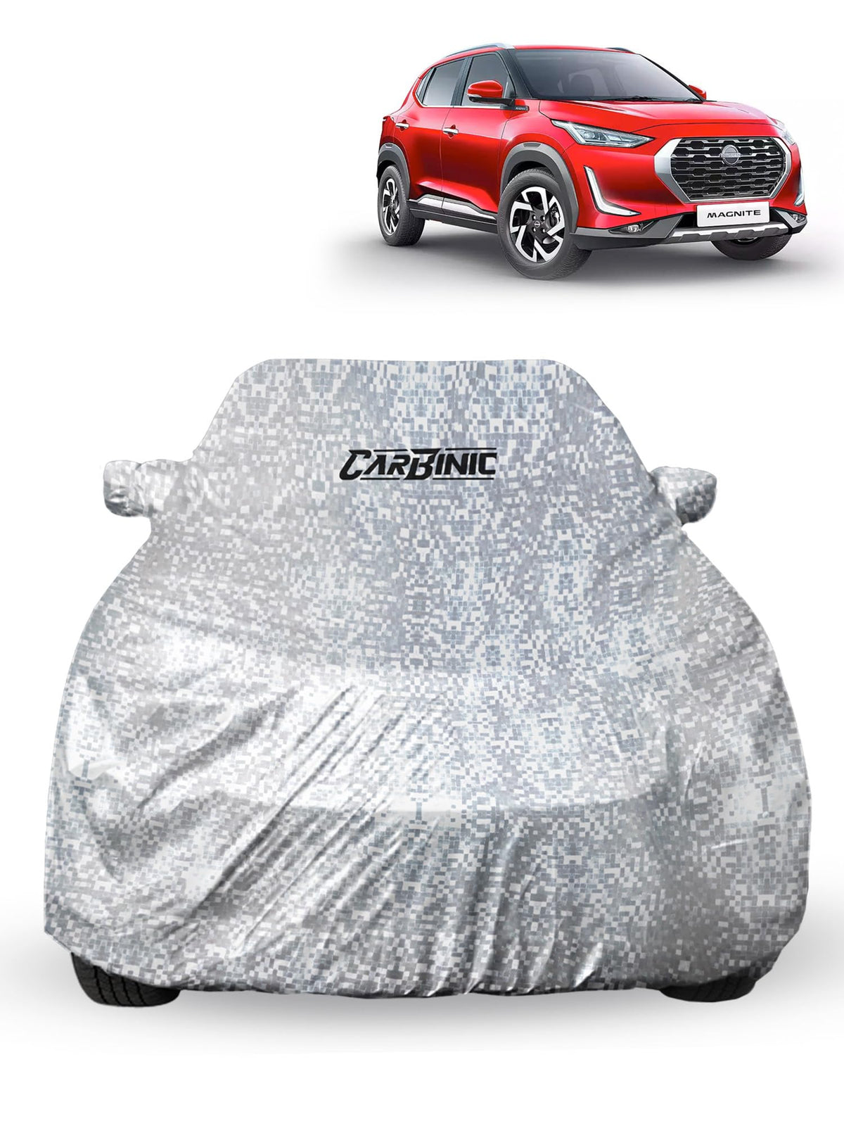 CARBINIC Car Cover for Nissan Magnite 2022 Waterproof (Tested) and Dustproof UV Heat Resistant Outdoor Protection with Triple Stitched Fully Elastic Surface