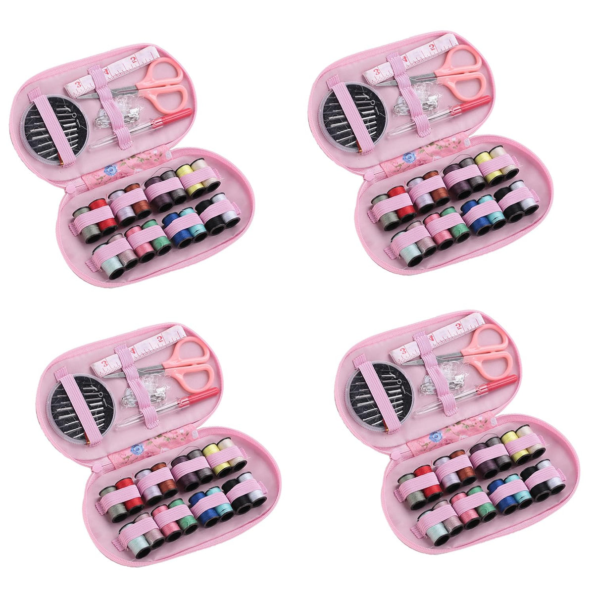 Kuber Industries (Set of 43 x 4) Mini Sewing Kit for Travel | Multifunctional Needle & Thread Box Set | Silai Machine Tailoring Stitching Kit | Sui Dhaga Pouch for Fashion Designing & Hand Embroidery