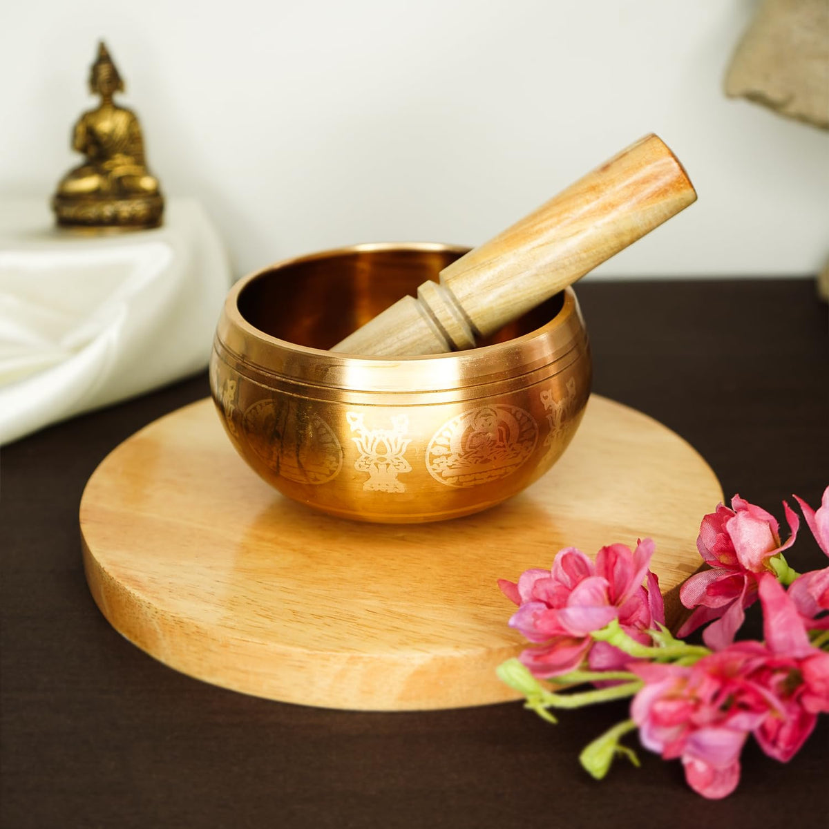 Ekhasa 100% Pure Bronze Handmade Tibetan Meditation Singing Bowl (4.5 inch) | Authentic Sound Bowl Meditation Set for Deep OM Sound | Tibetan Sound Healing Bowls are Perfect Spiritual, Yoga Gifts