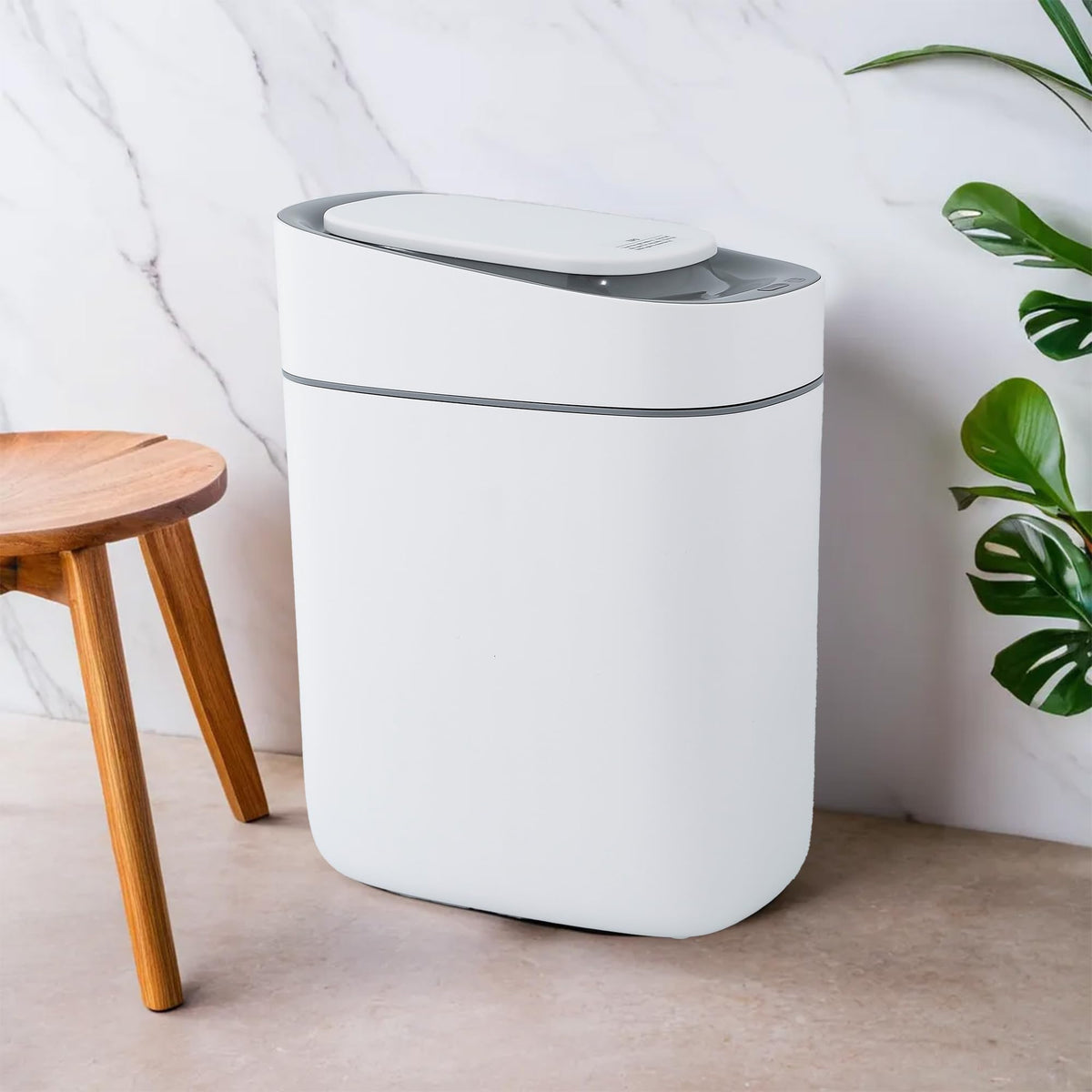 UMAI Dustbin For Kitchen | Plastic Dustbin With Lid | 9L | Waterproof | Dustbin For Bathroom | Dustbin For Bedroom | Dustbin For Home & Office | Narrow Slit Sensor | Small Dustbin | White