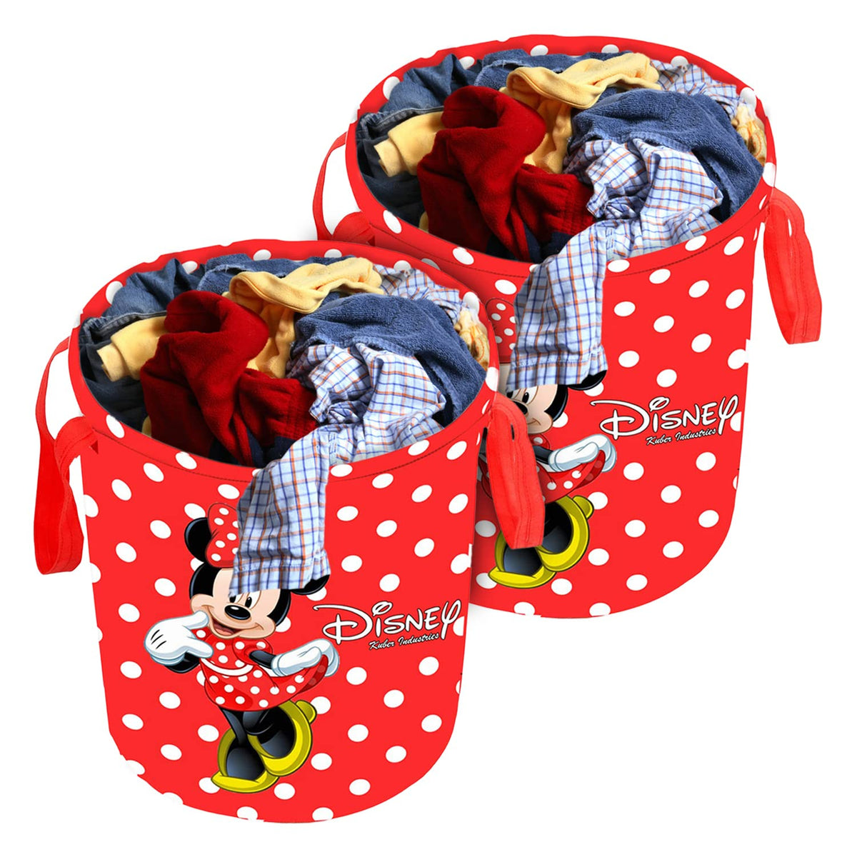 Kuber Industries Disney Print Waterproof Canvas Laundry Bag, Toy Storage, Laundry Basket Organizer 45 L (Red) -CTKTC045418
