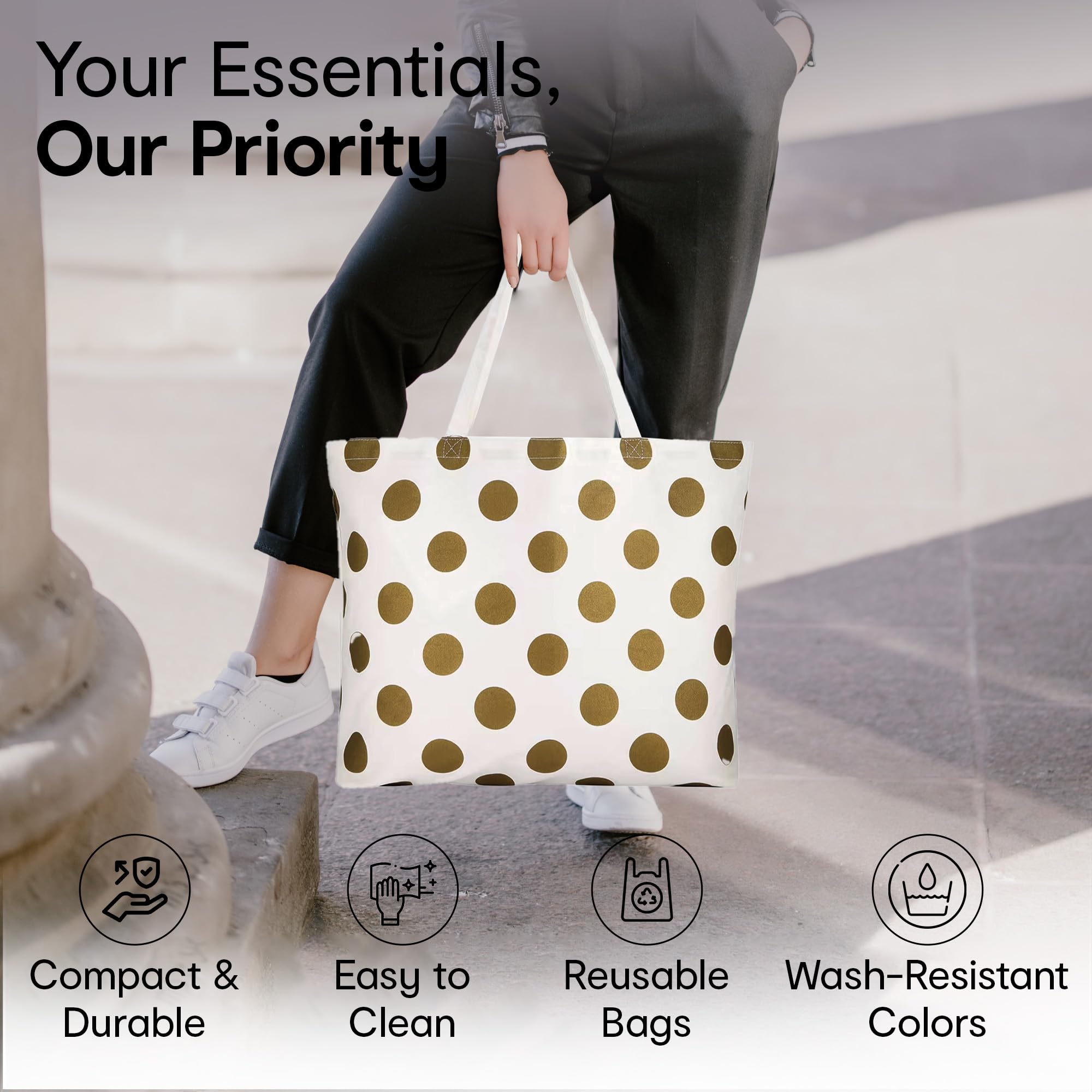 Anko Spotted Cotton Canvas Bag - Grocery Shopping