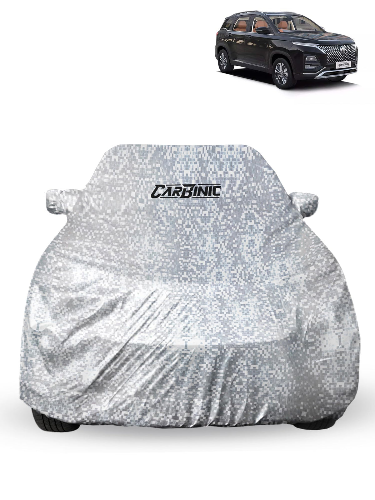 CARBINIC Waterproof Car Body Cover for MG Hector Plus | Dustproof, UV Proof Car Cover | Car Accessories | Mirror Pockets & Antenna Triple Stitched | Double Layered Soft Cotton Lining