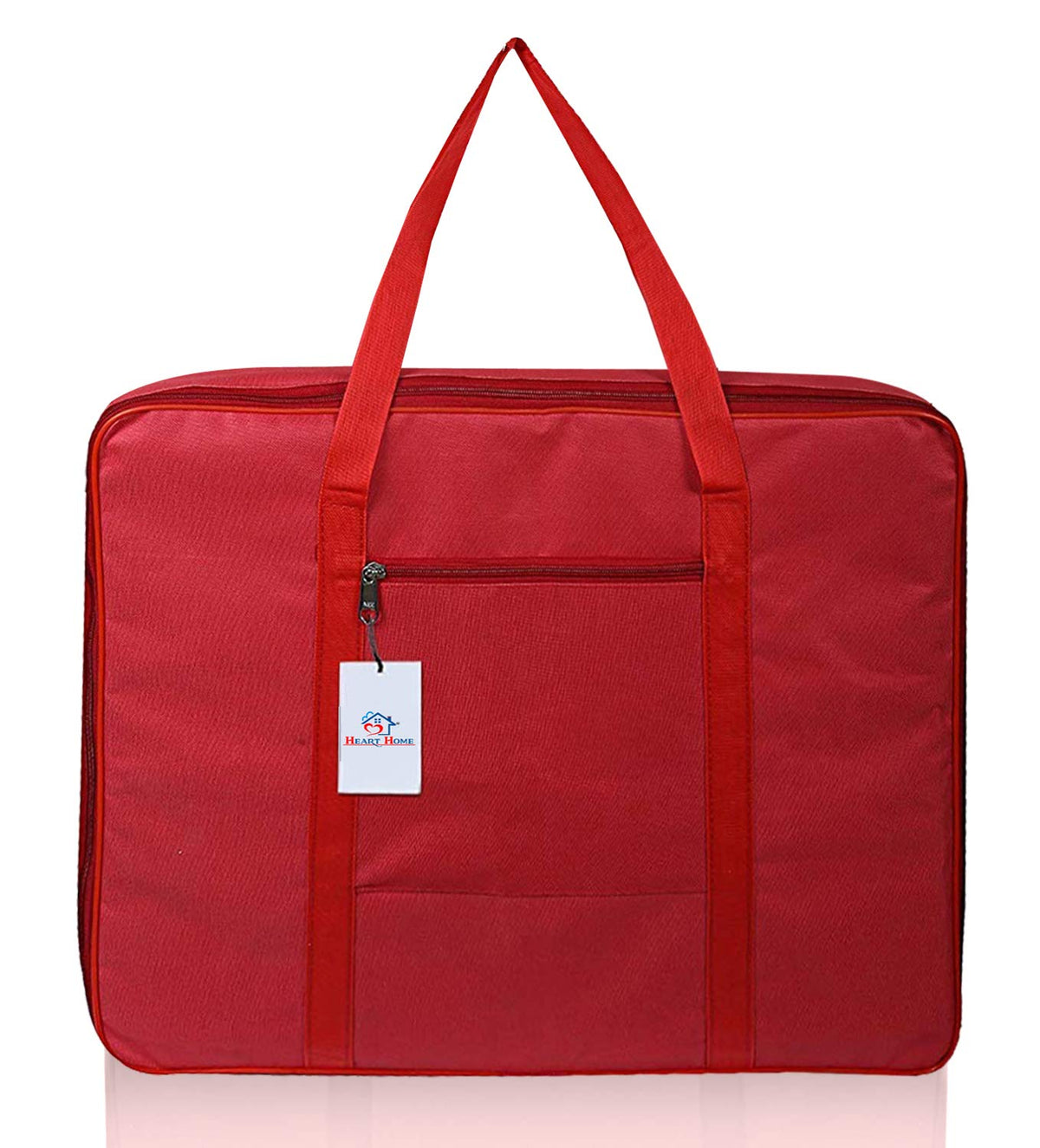 Heart Home Small Size Lightweight Foldable Rexine Jumbo Underbed Storage Bag With Zipper And Handle (Red) (F_26_HEARTH016802)