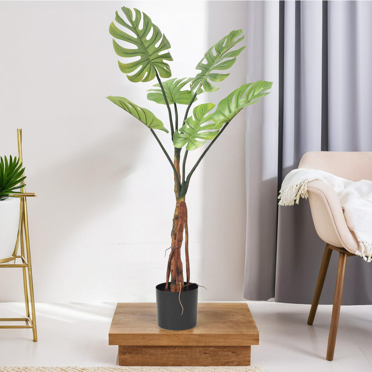 UMAI Monstera Tree Artificial Plant (4Ft) Artificial Plants for Home Decor | Home Decor Items for Living Room, Office, Reception, Hospital, Temple | Aesthetic Room Decor Items for Bedroom