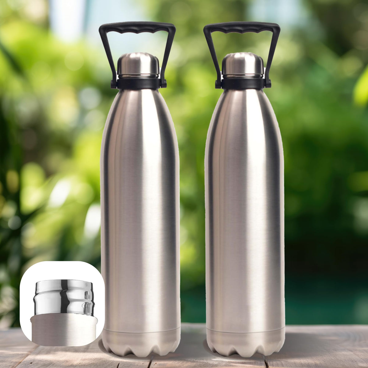 The Better Home 2000 | 1.9 LTR | Stainless Steel Water Bottle | Insulation Upto 8hrs Hot & 8hrs Cold | Leakproof | Pack of 2 | Silver