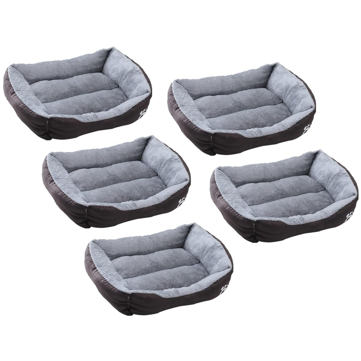Kuber Industries Dog & Cat Bed|Polyester Face with Cotton & Polyester Filling|Comfortable and Durable|Rectangle Pet Bed for Enhanced Stretching Space|Machine Wash|QY036BR-L|Brown (Pack of 5)