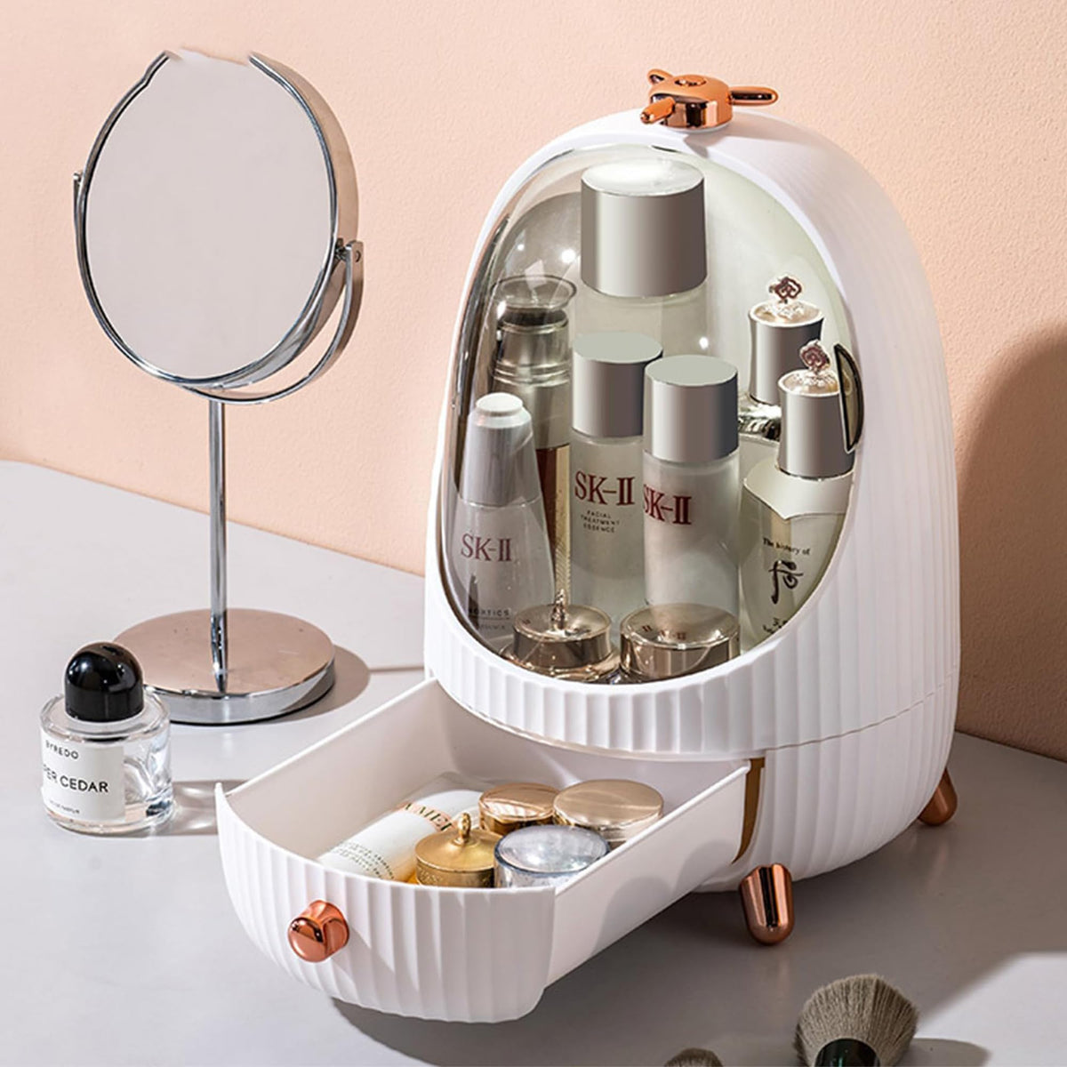 UMAI Bathroom Cosmetic Organizers (23x23x33 cm) | Skincare Organiser | Makeup Organizer | Drawer Storage Organizer for Vanity and Bathroom | Make Up Organiser for Women | White