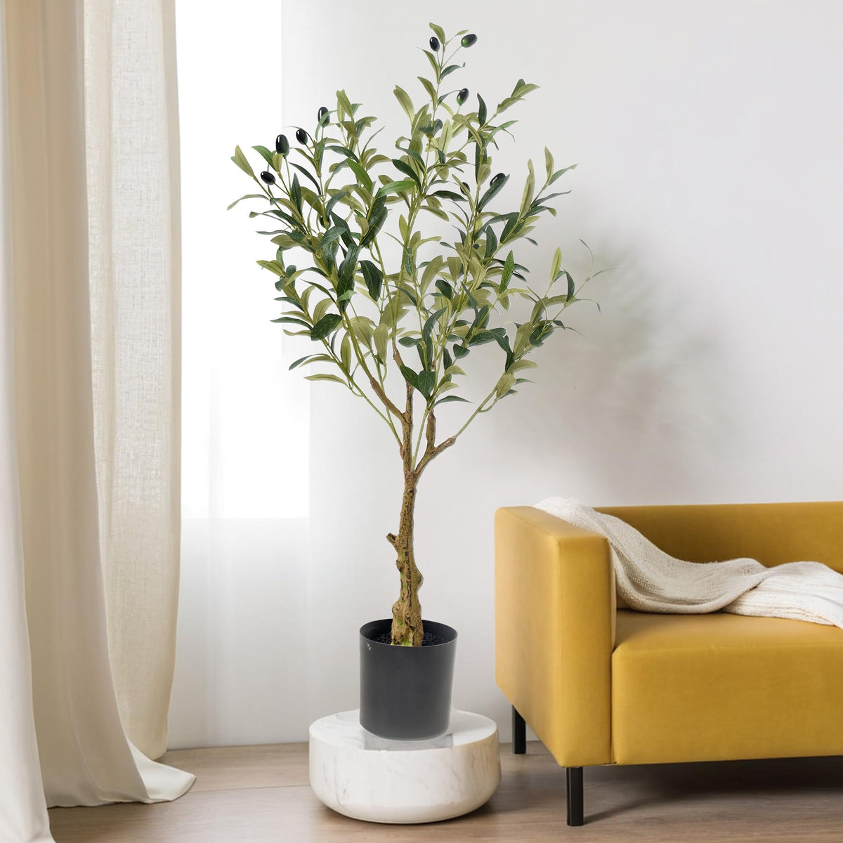 UMAI Olive Tree Artificial Plant (3Ft) Artificial Plants for Home Decor | Home Decor Items for Living Room, Office, Reception, Hospital, Temple | Aesthetic Room Decor Items for Bedroom