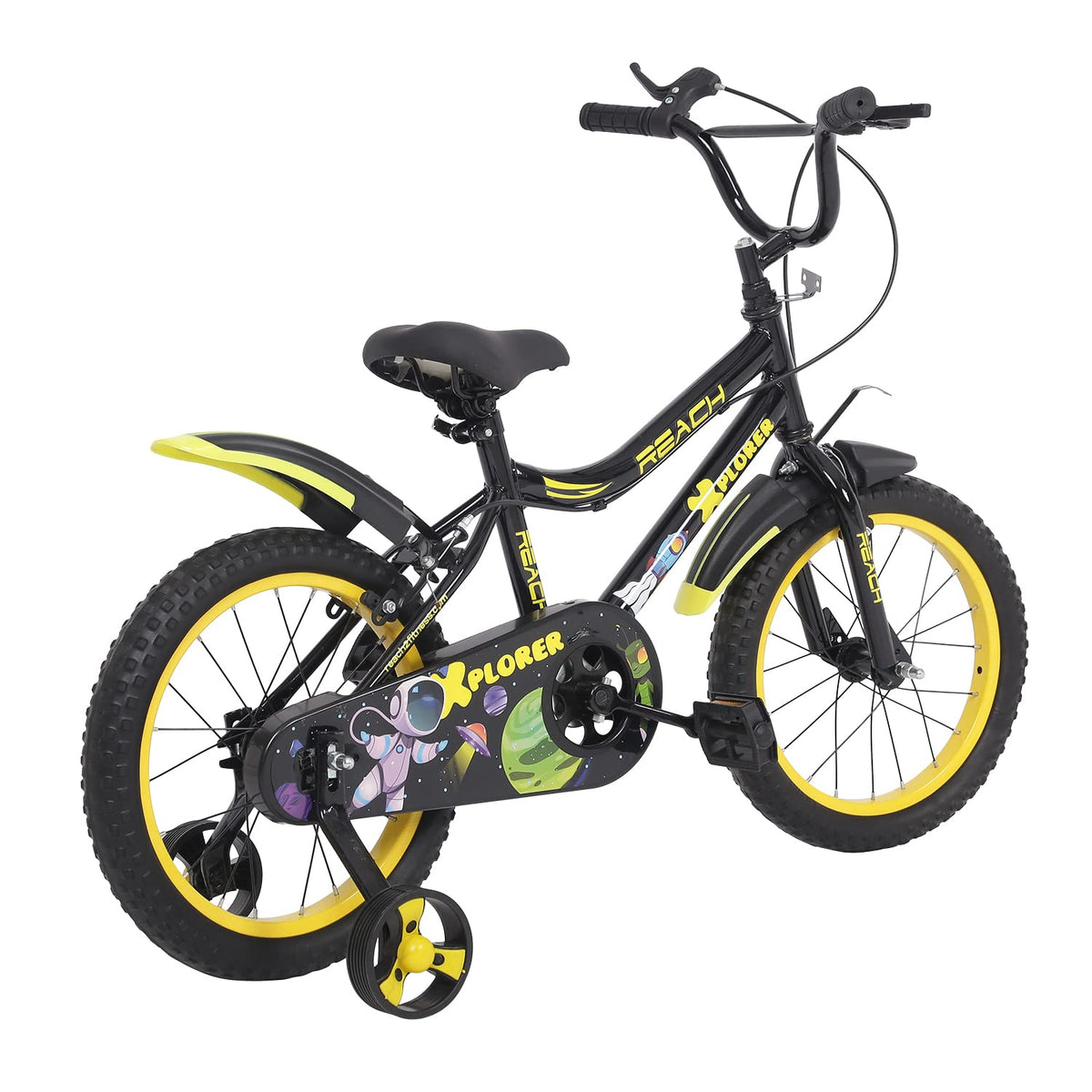 REACH Xplorer Kids Cycle 16T with Training Wheels | for Boys and Girls | 90% Assembled | Frame Size: 12" | Ideal for Height: 3 ft 8 inch+ | Ideal for ages 4-8 years