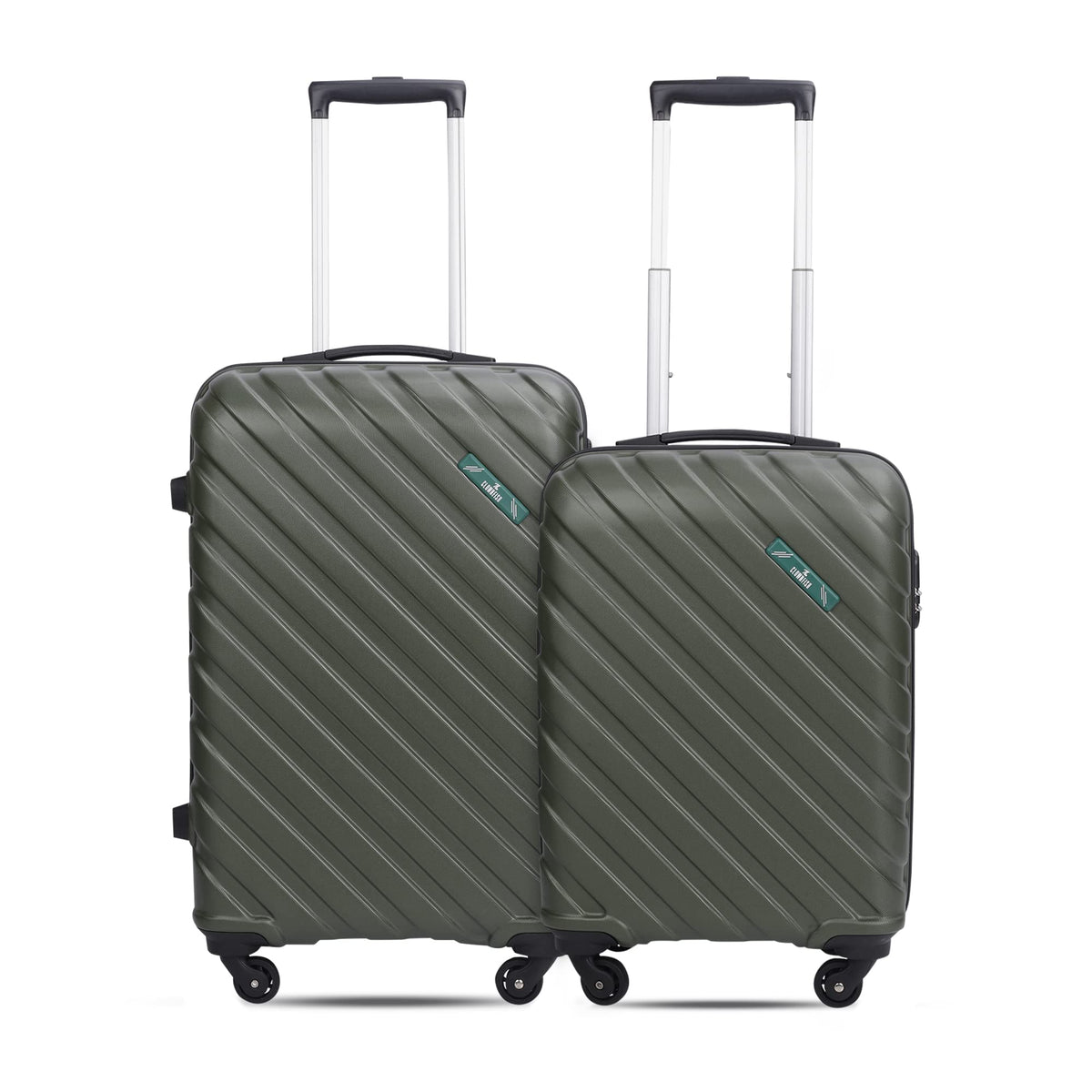 THE CLOWNFISH Armstrong Combo of 2 Luggage ABS Hard Case Suitcase Four Wheel Trolley Bags- Bottle Green (Medium-65 cm-24 inch, Small-54 cm-20 inch)