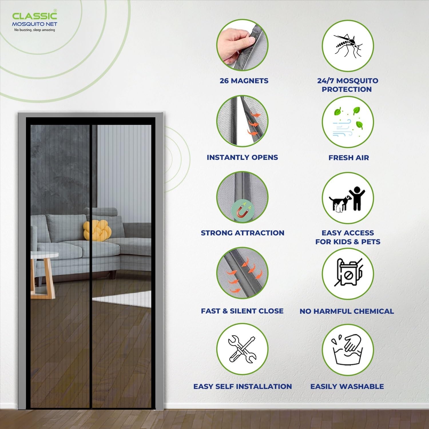 Classic Mosquito Net - Keeps bugs out while allowing fresh air