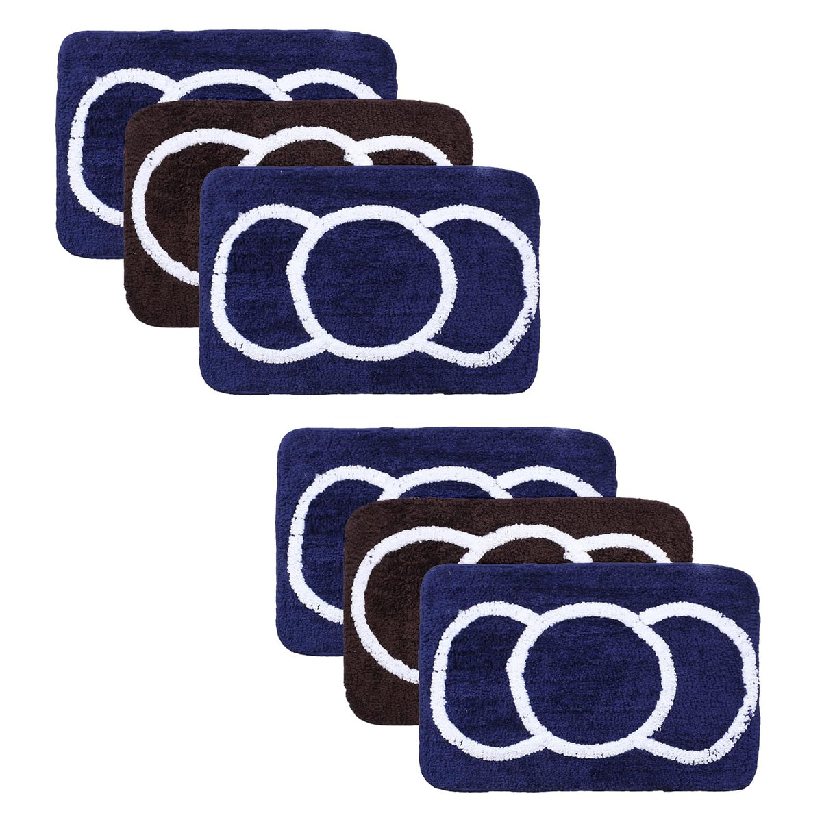 Kuber Industries Super Soft Door mat|Microfiber Anti-Slip Water Absorbant Fluffy Floor Mat|Entrance Mat for Kitchen,Bedside,Door,Living Room,60x40 cm,Set of 2|Brown and Blue (Pack of 3)