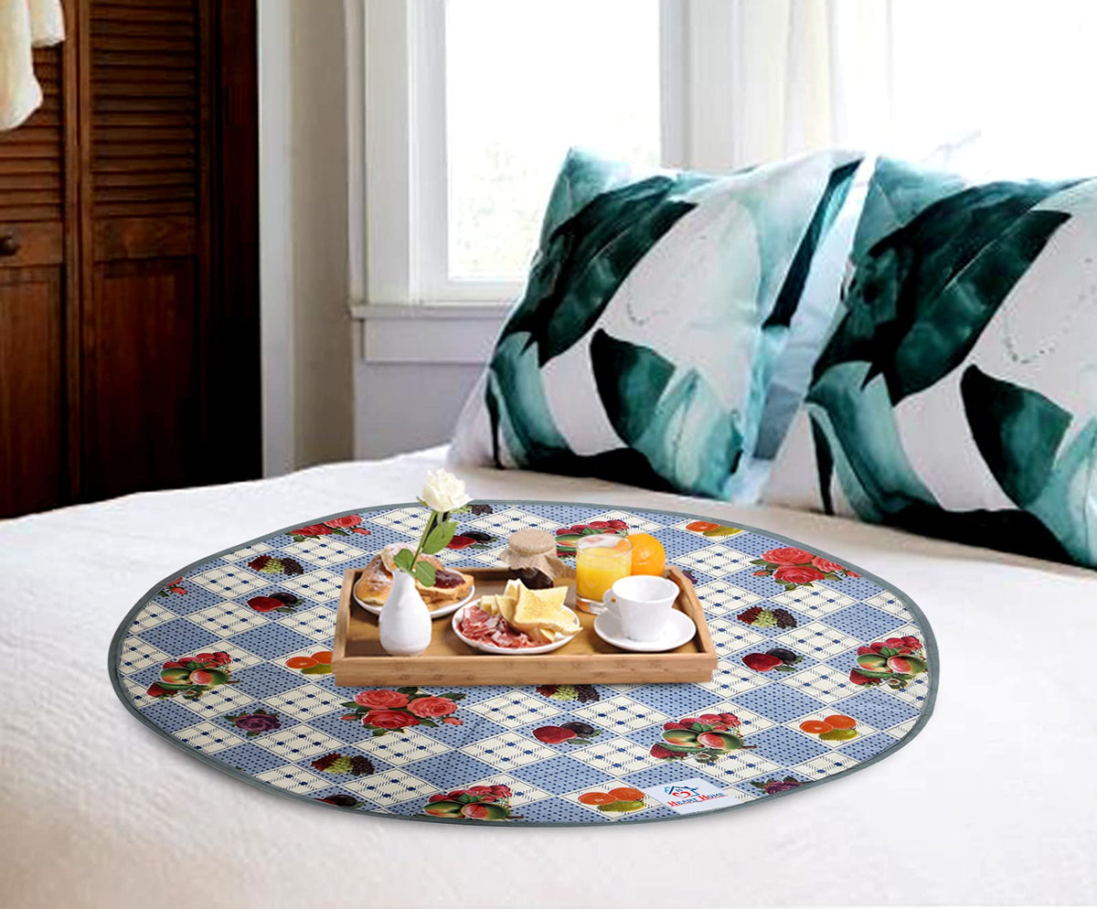 Heart Home Round Check Design Both Sided Bed Server Food Mat, Bedsheet Protector, Oil & Waterproof (Grey)-HS_38_HEARTH21049