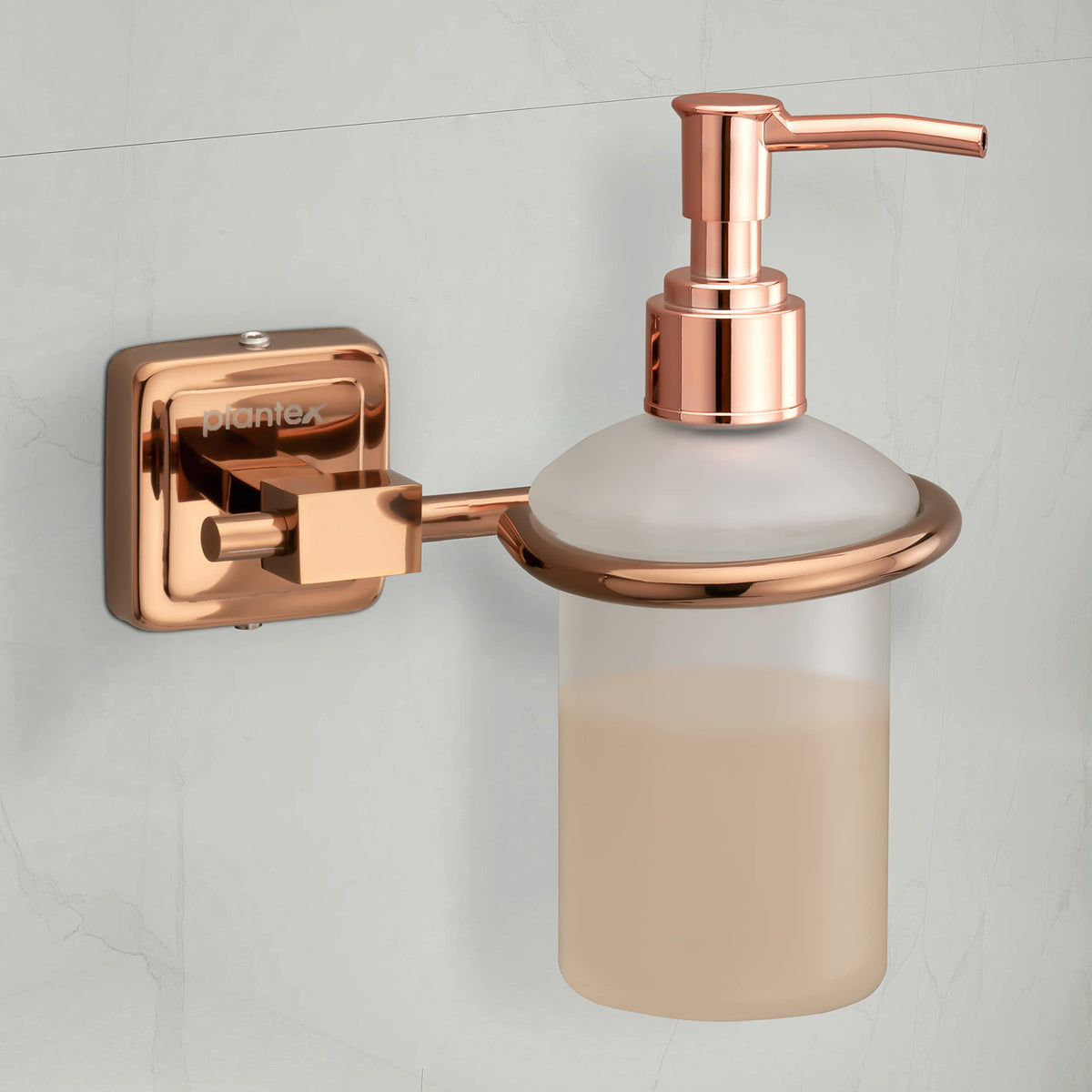 Plantex 304 Grade Stainless Steel Liquid 1 Ml Soap Dispenser/Shampoo Dispenser/Handwash Bottle Stand/Bathroom Accessories Pack Of 3, Decan (Rose Gold)