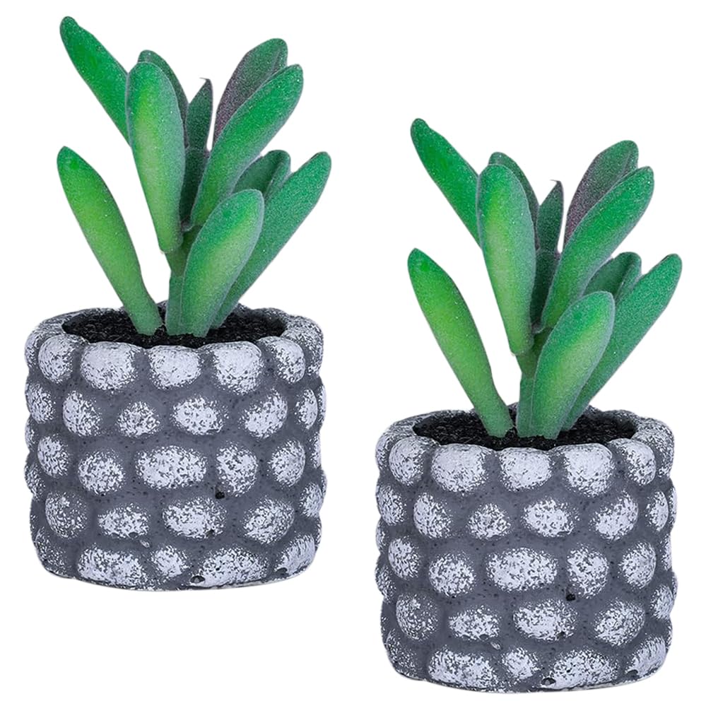 Kuber Industries Artificial Plants for Home Décor|Natural Looking Indoor Fake Plants with Pot|Artificial Flowers for Decoration-Pack of 2 (Green)