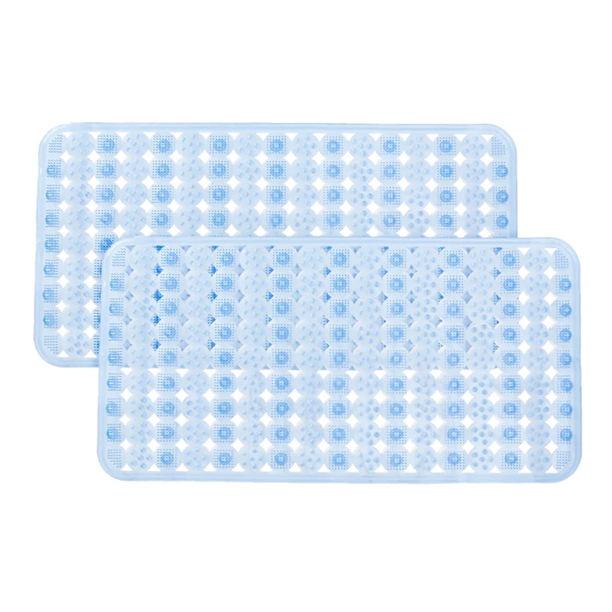 Kuber Industries Bathroom Mat|Anti Slip Mat for Bathroom Floor|Durable,Wear Resistant & Easy to Maintain|Acupressure & Foot Massager Door Mat with Water Drainage Holes|SG-01|69x36 cm,Blue (Pack Of 2)