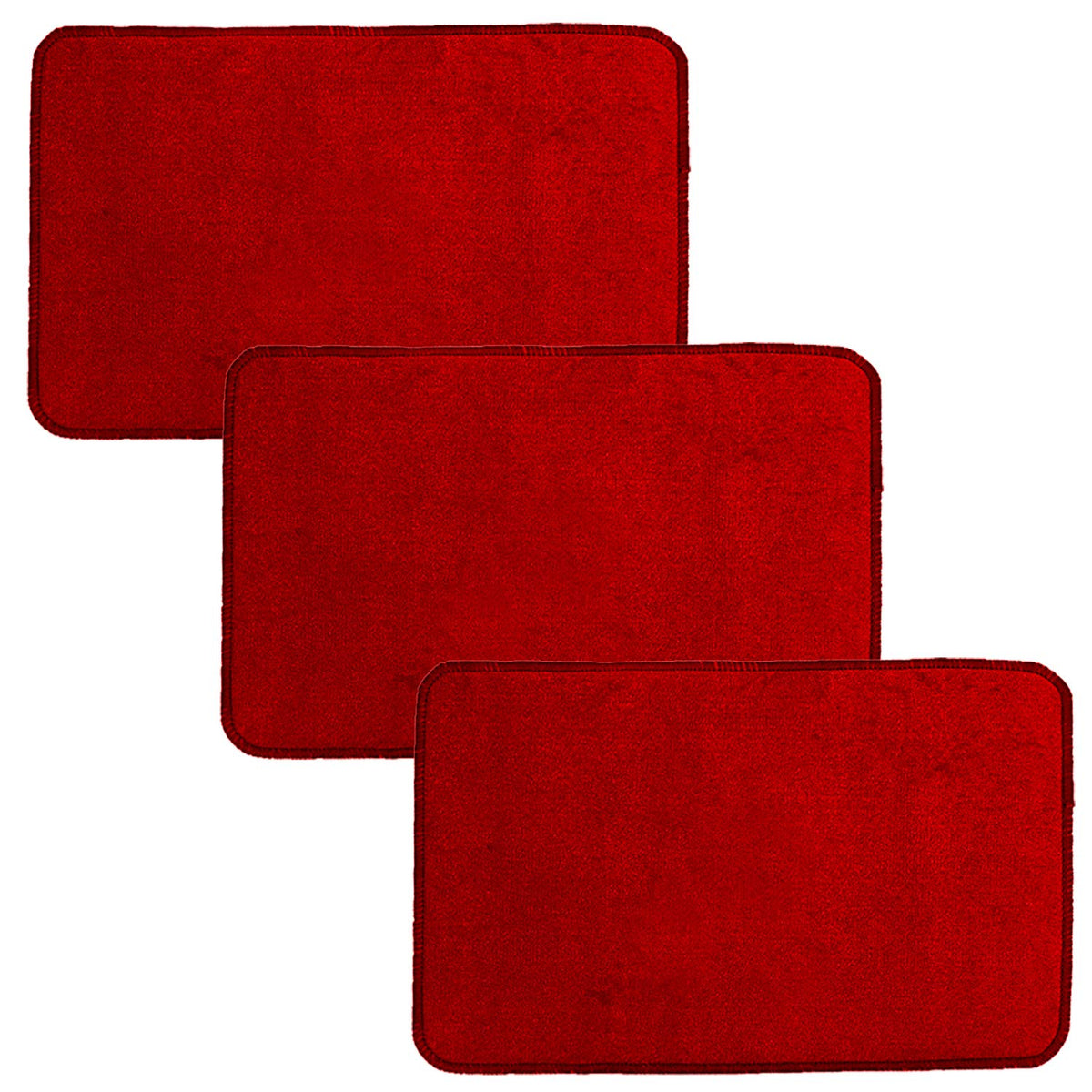 Kuber Industries Microfiber Anti Slip 3 Pieces Door Mat 22"x14"(Red)