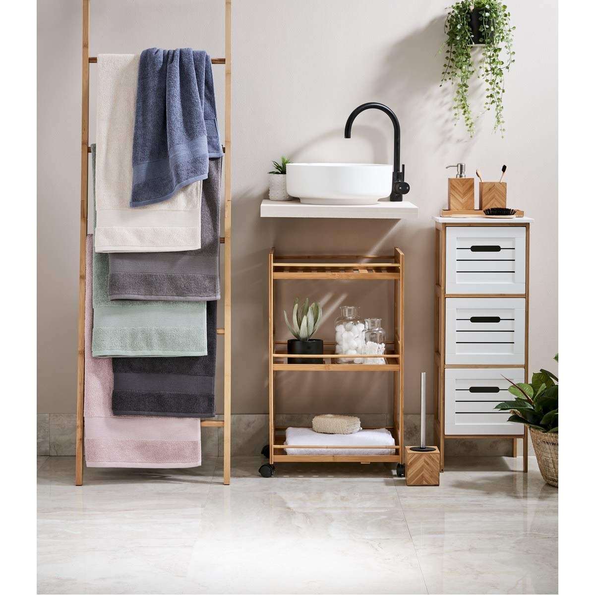 Anko bamboo trolley - versatile office shelf