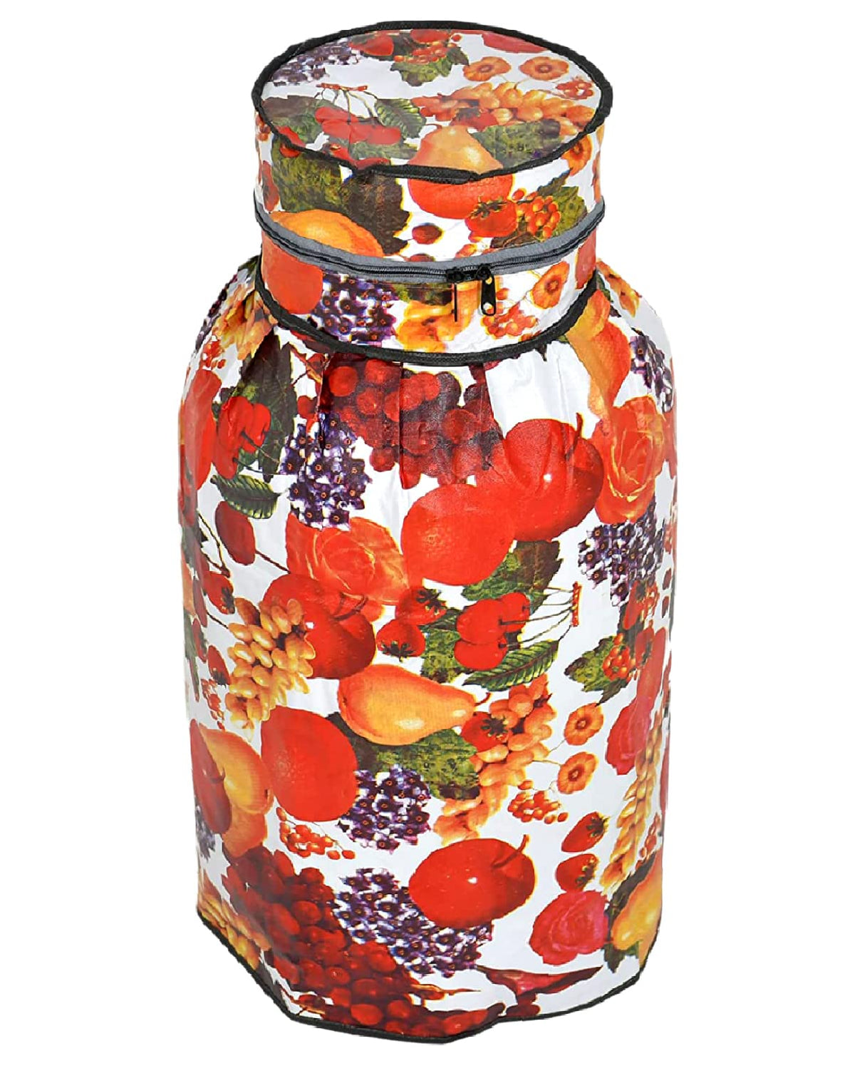 Kuber Industries PVC Fruits Print Waterproof and Dustproof Cylinder Cover For Home & Kitchen (Red)