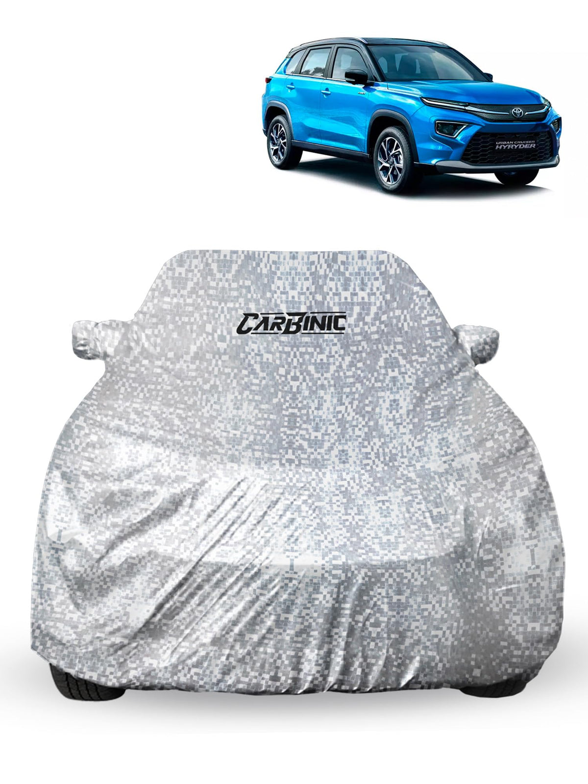 CARBINIC Waterproof Car Body Cover for Toyota Urban Cruiser 2022 | Dustproof, UV Proof Car Cover | Car Accessories | Mirror Pockets & Antenna Triple Stitched | Double Layered Soft Cotton Lining