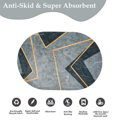 Kuber Industries Oval Bathmat | Soft Anti Skid Door Mat | Non Woven Floor Mat for Home | Non-Slip Mat for Shower-Bathtub | HY053 | Gray