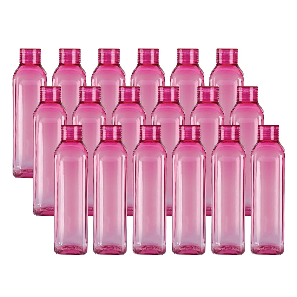 Kuber Industries BPA Free Plastic Water Bottles | Unbreakable, Leak Proof, 100% Food Grade Plastic | For Kids & Adults | Refrigerator Plastic Bottle Set of 6|Pink (Pack Of 3)