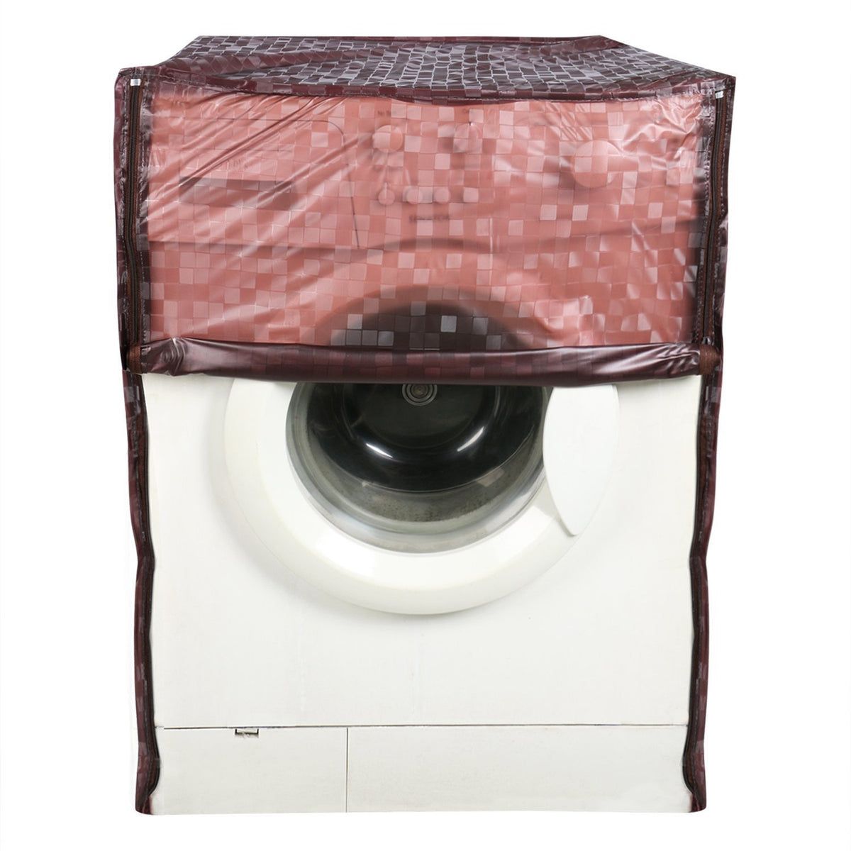 Kuber Industries PVC Front Load Fully Automatic Washing Machine Cover Set - Brown, Standard (WASHINGMA19)