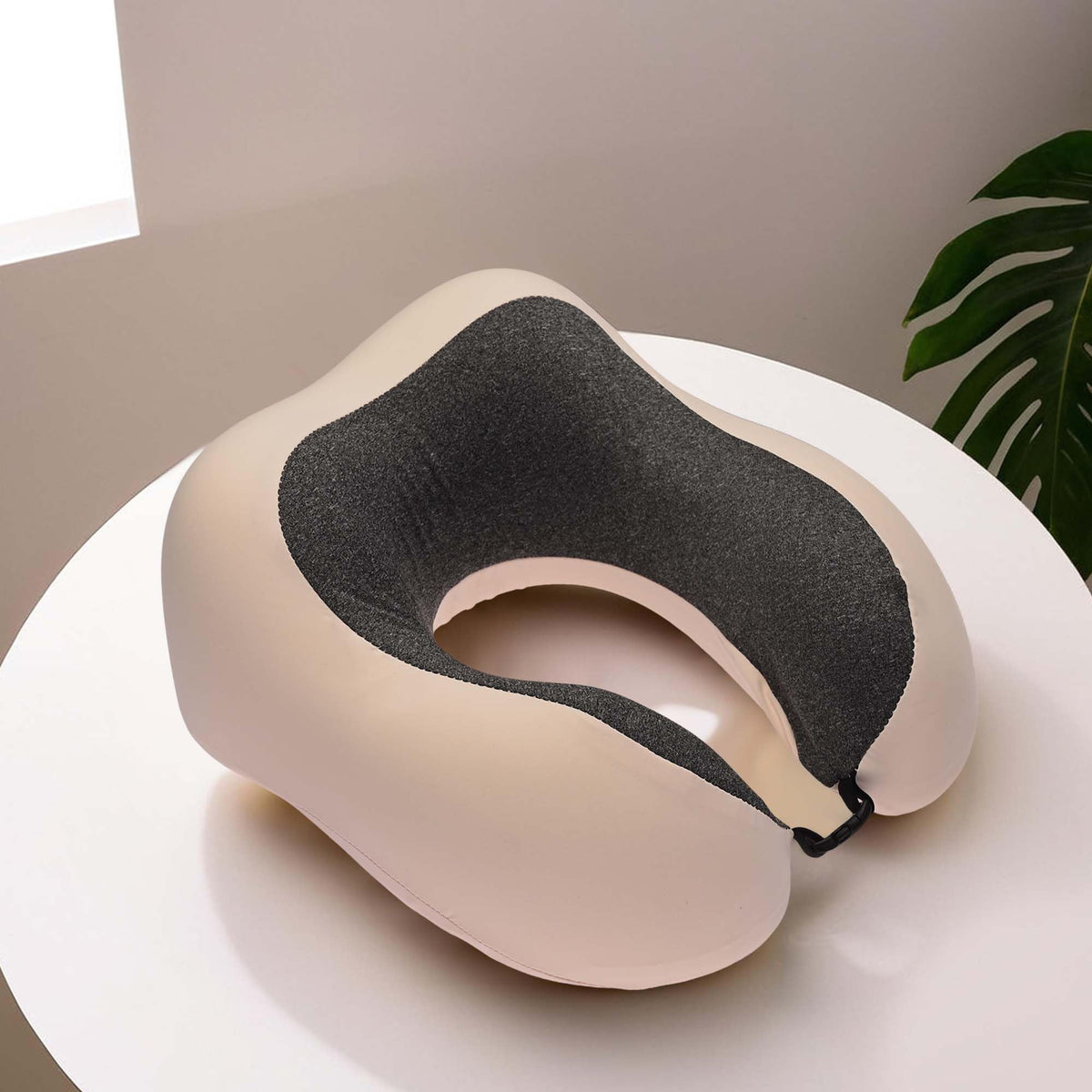 Kuber Industries Soft Microfiber U Shaped Semicircular & Portable Sleeping Neck Pillow for Pain & Headrest | Neck Rest for Travel | Neck Band Supporter for Men's & Women's | U23007, Pink
