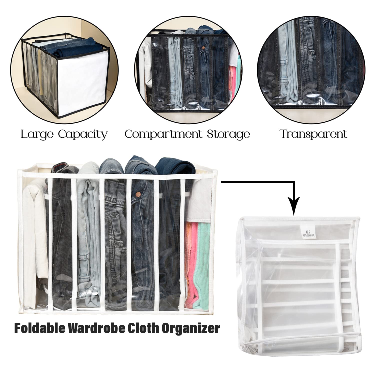 Kuber Industries clear cloth organizer - easily accessible storage