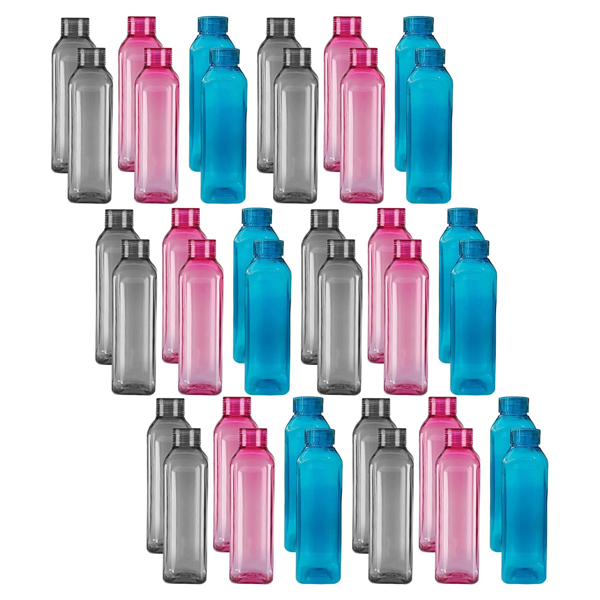 Kuber Industries BPA Free Plastic Water Bottles | Unbreakable, Leak Proof, 100% Food Grade Plastic | For Kids & Adults | Refrigerator Plastic Bottle Set of 6|Assorted (Pack Of 6)