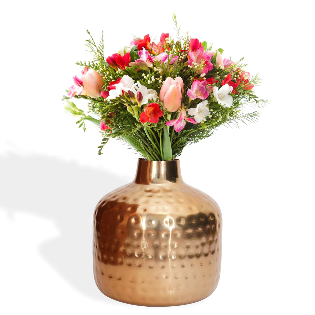 Ekhasa Unbreakable Metallic Copper Hammered Flower Vase for Home Decor | Aesthetic Vase Gift for Wedding, Housewarming, Parties, Gathering | Decorative Metal Vase for Living Room, Dining Table, Office