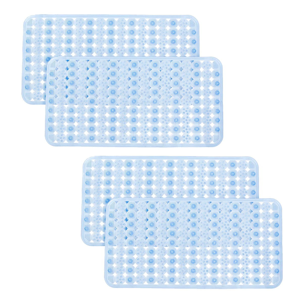 Kuber Industries Bathroom Mat|Anti Slip Mat for Bathroom Floor|Durable,Wear Resistant & Easy to Maintain|Acupressure & Foot Massager Door Mat with Water Drainage Holes|SG-01|69x36 cm,Blue (Pack of 4)