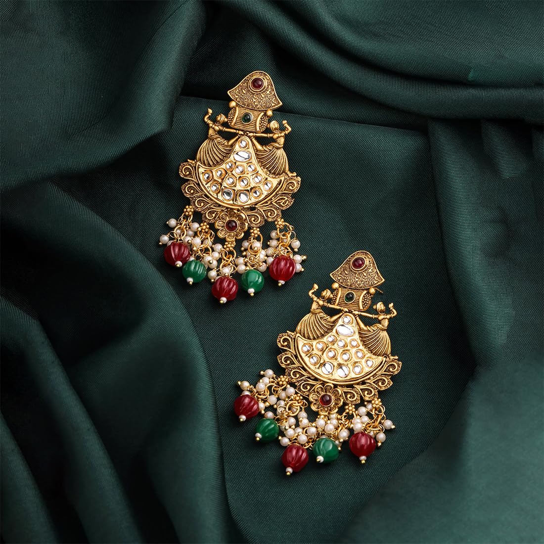 Yellow Chimes Kundan Drop Earrings - Perfect Birthday Gift