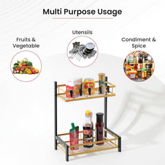 Kuber Industries 2-Layer Dish Drying Rack|Storage Rack for Kitchen Counter|Drainboard & Cutting Board Holder|Premium Utensils Basket Pack of 4 (Gold & Black)