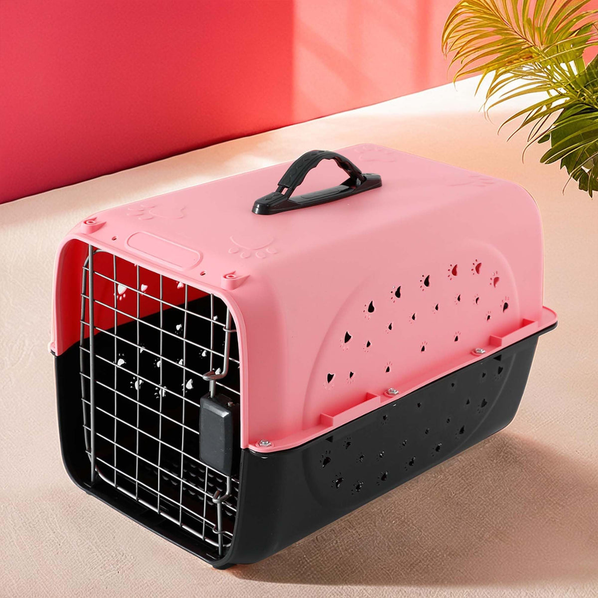 Kuber Industries 47x30x35 CM Strong Metal Heavy Duty Cat & Dog Cage for Large Dogs | Dog Crate, Kennel & Rabbit House/Shelter | Plastic Portable Pet Travel Carrier Cage | Powder
