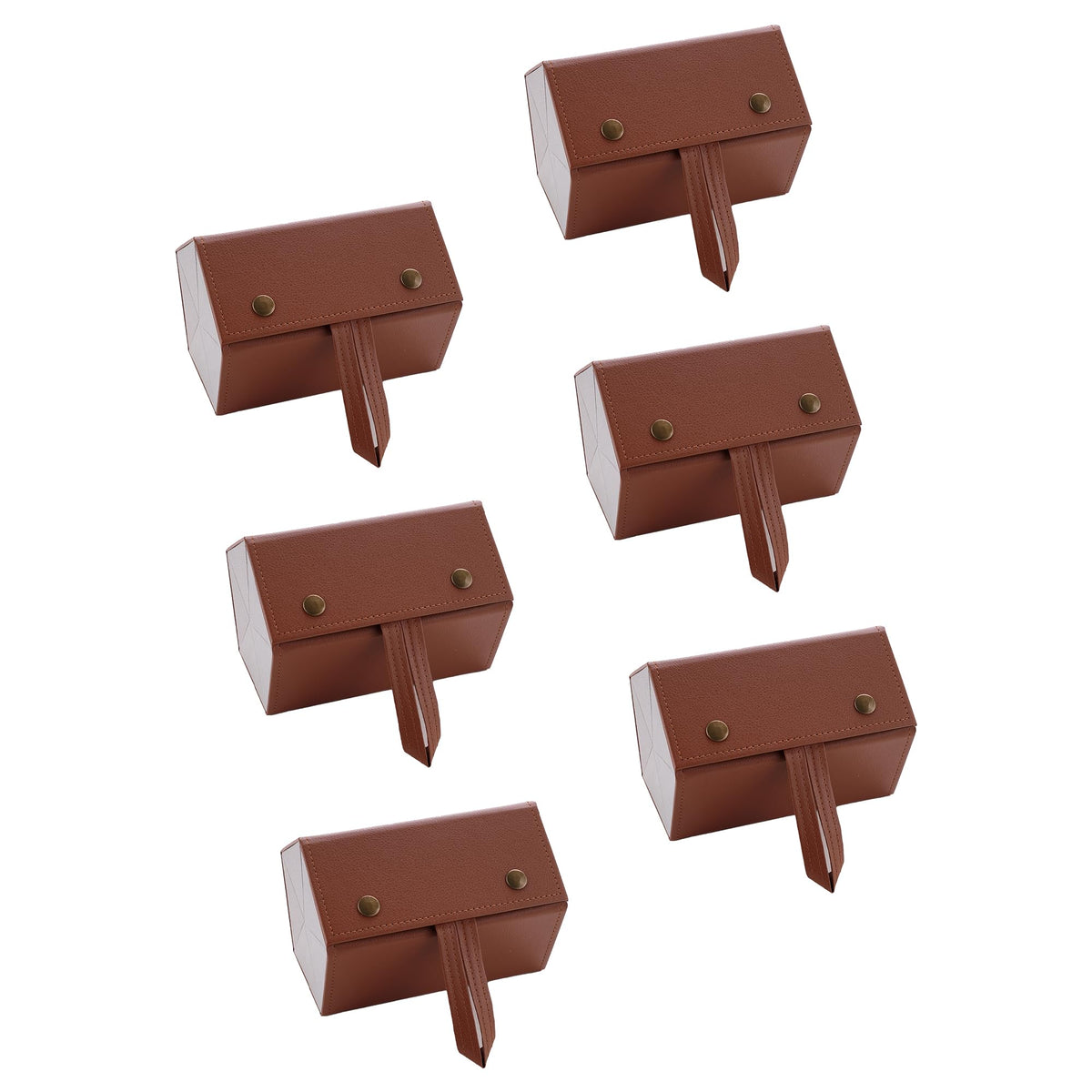Kuber Industries 5 Slots Sunglasses Organizer | Hanging And Foldable Eyeglasses Case | Eyewear Display Containers For Women And Men | PU Leather Goggles Organizer Box Case | Brown | Pack of 6