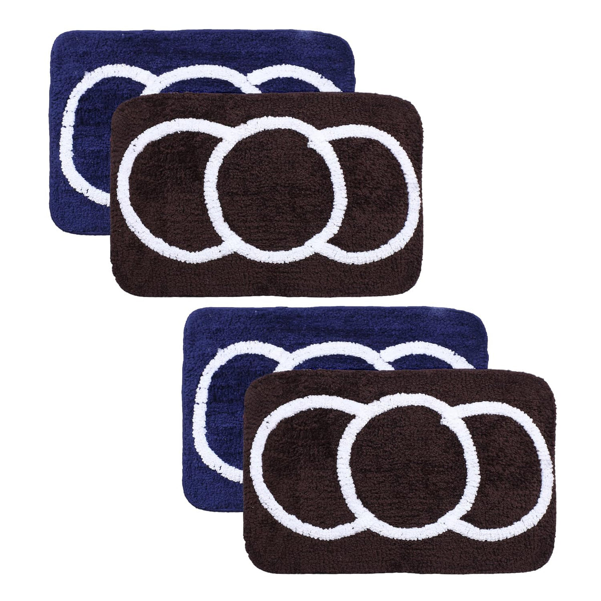 Kuber Industries Super Soft Door mat|Microfiber Anti-Slip Water Absorbant Fluffy Floor Mat|Entrance Mat for Kitchen,Bedside,Door,Living Room,60x40 cm,Set of 2|Brown and Blue (Pack of 2)