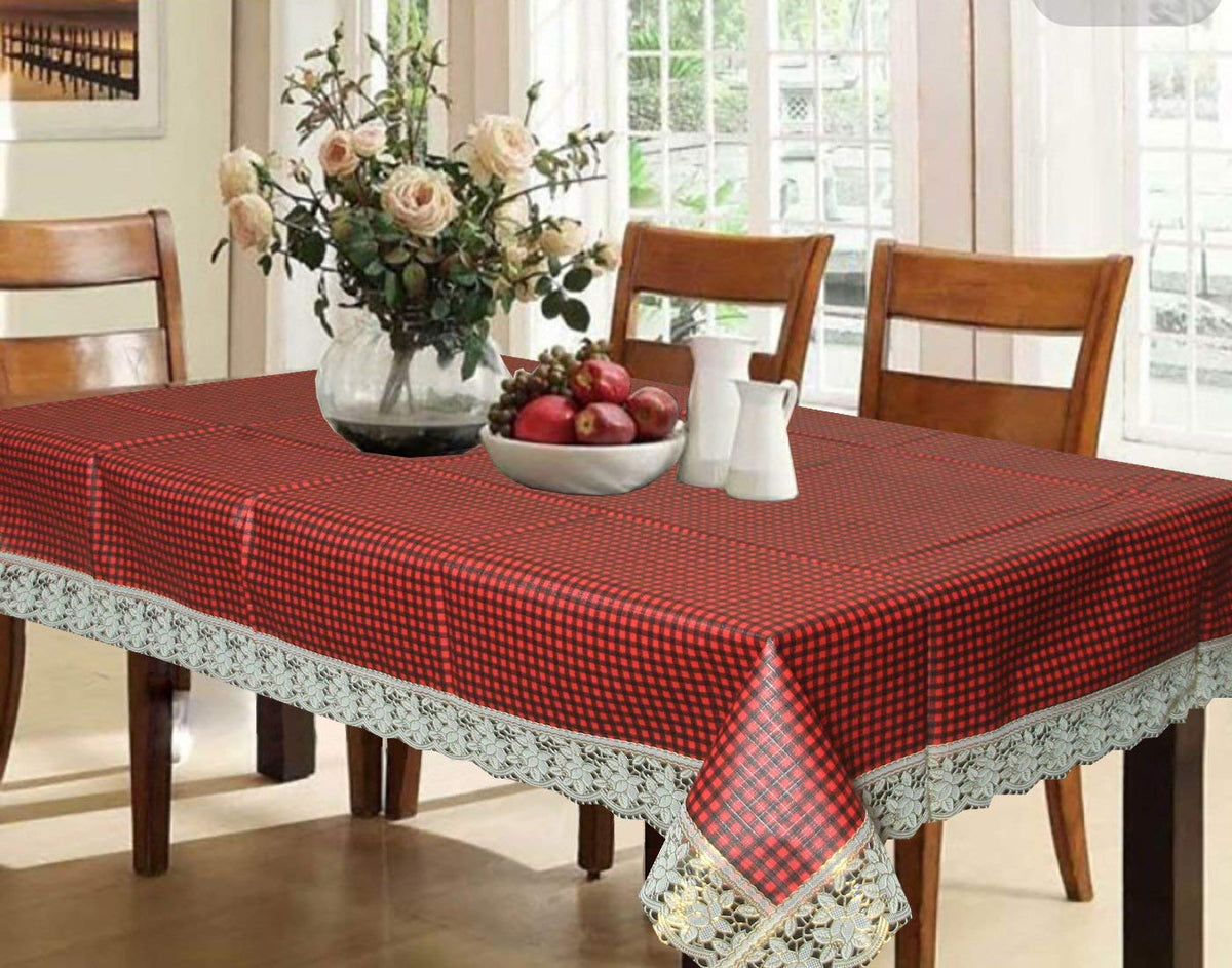 Kuber Industries PVC 6 Seater Dining Table Cover Set (Maroon, 60 Inch X 90 Inch or 152 cm x 229 cm)