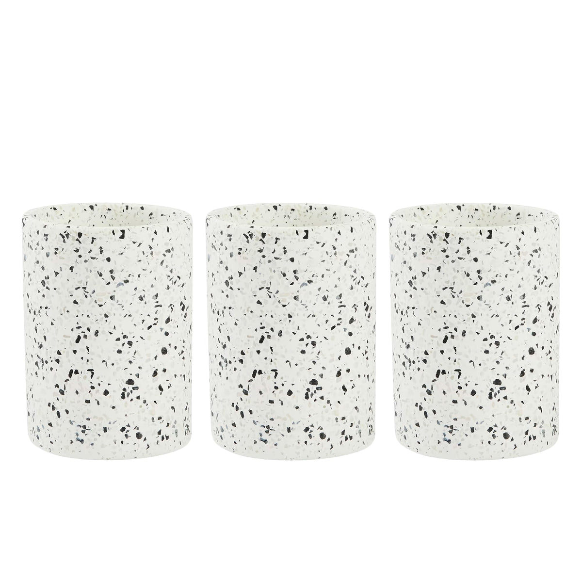 Anko Ceramic Toothbrush Holder for Bathroom | Toothpaste, Makeup Brush Holder for Bathroom | Bathroom Accessories for Wash Basin | Home, Office, Bathroom Organiser | White & Grey, Terrazzo | Set of 3