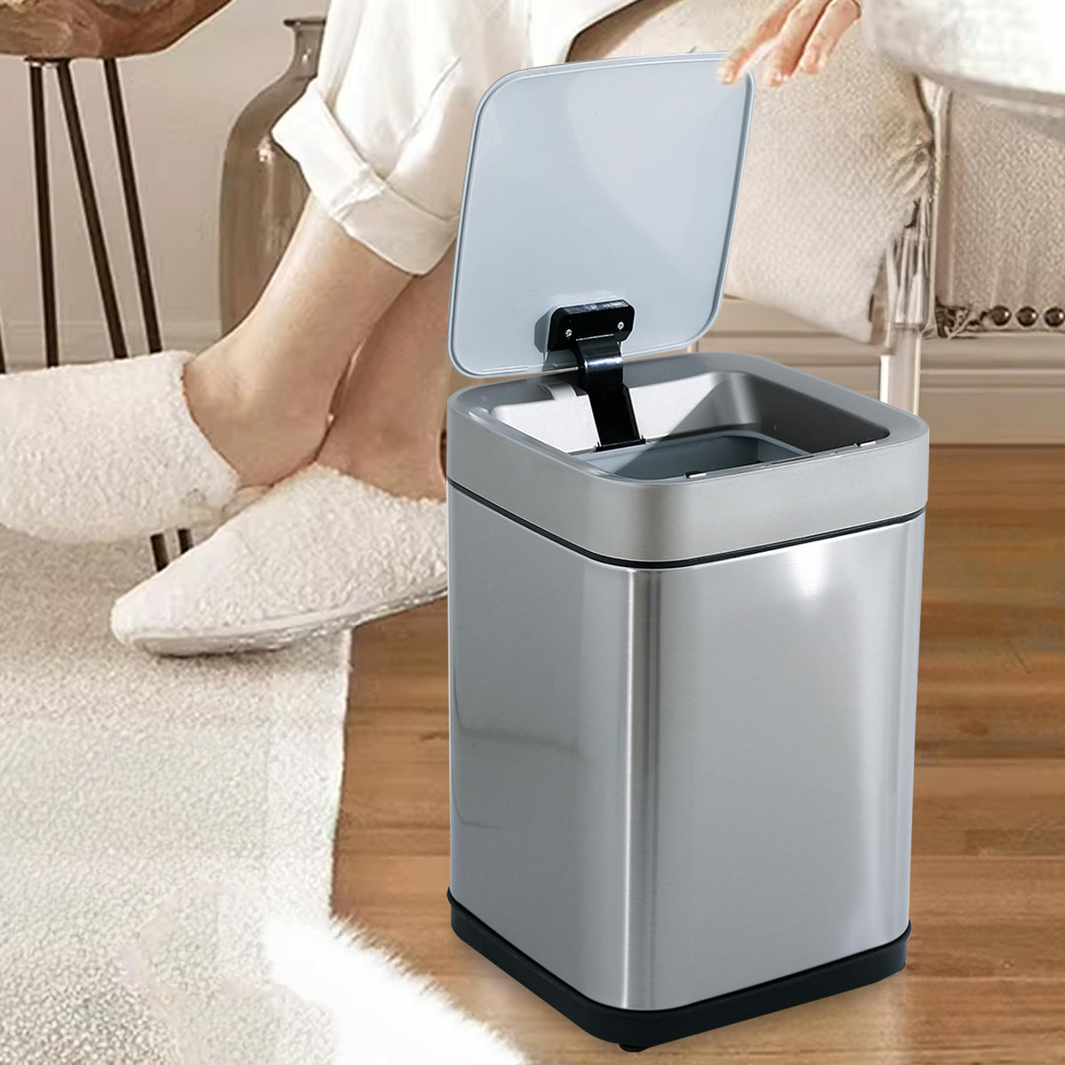 UMAI 6L Stainless Steel Dustbin For Kitchen With Inner Bucket | 30x19x45cm | Dustbin For Bedroom | Garbage Bin | Waste Bin | Dust Bin For Office