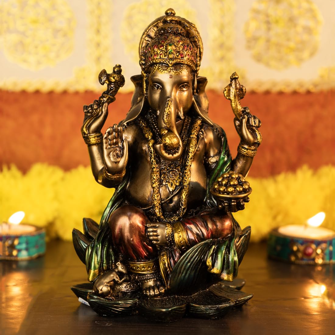 Ekhasa Ganesha Idol for Home & Office | Ganesh Murti for Home Decor Gifts | Ganpati Idol for Pooja Room | Vinayaka Idol for Office Desk | Vinayagar Statue for All Occasion (Handpainted)