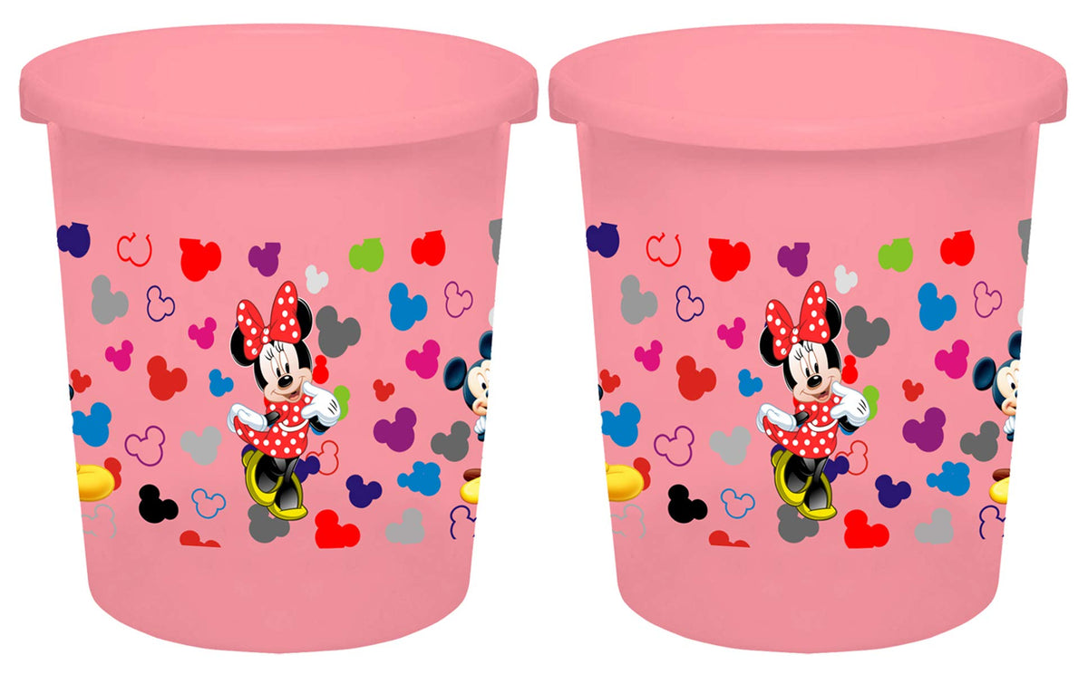 Kuber Industries Disney Team Mickey Print Plastic 2 Pieces Garbage Waste Dustbin/Recycling Bin for Home, Office, Factory, 5 Liters (Pink) -HS_35_KUBMARTS17317