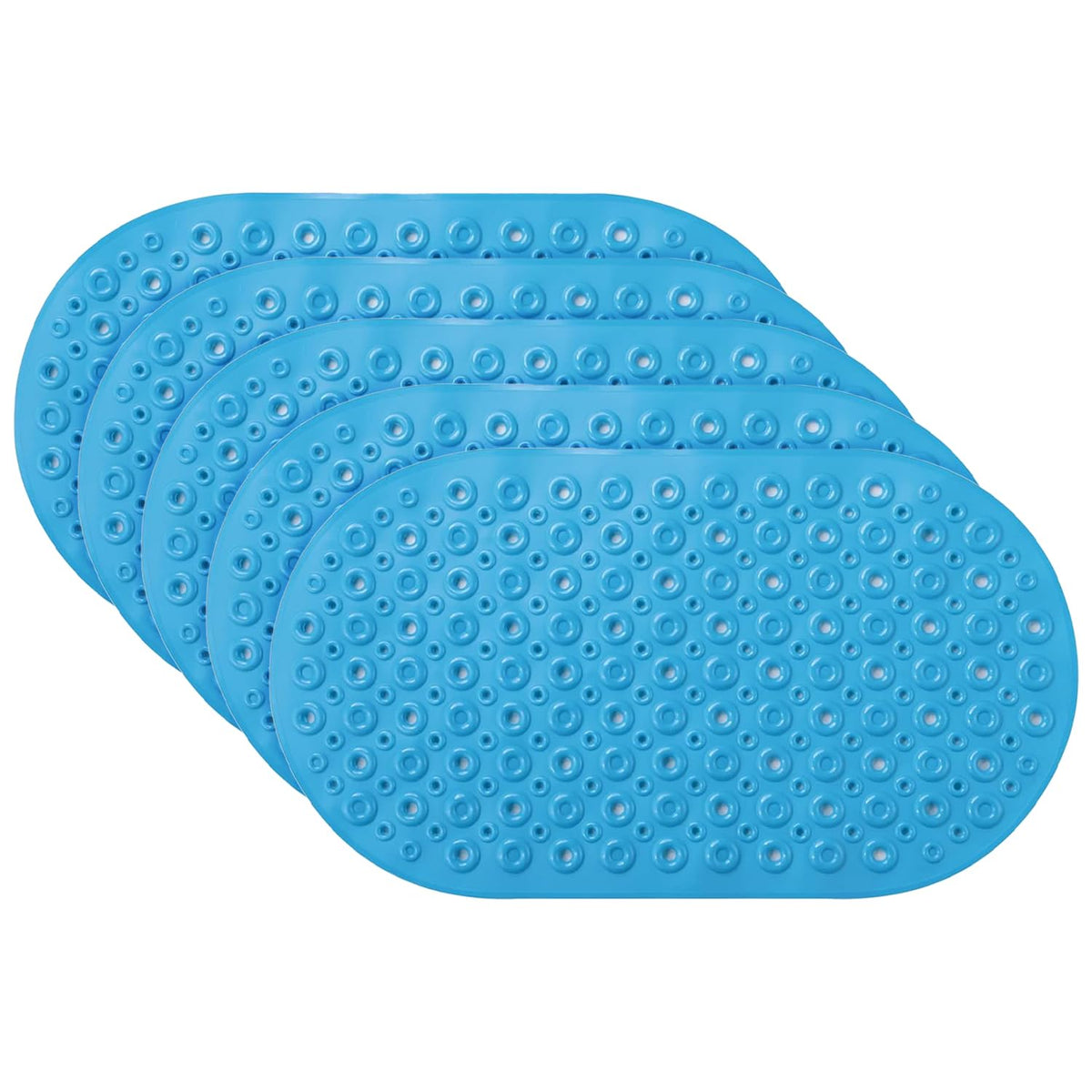 Kuber Industries Bath Mat | PVC Bathroom Mat | Shower Bath Mat | Floor Tub Mat | Bathroom Oval Mud Mat | Anti-Skid Shower Bathroom Mat | Q-02A |Pack of 5| Dark Blue