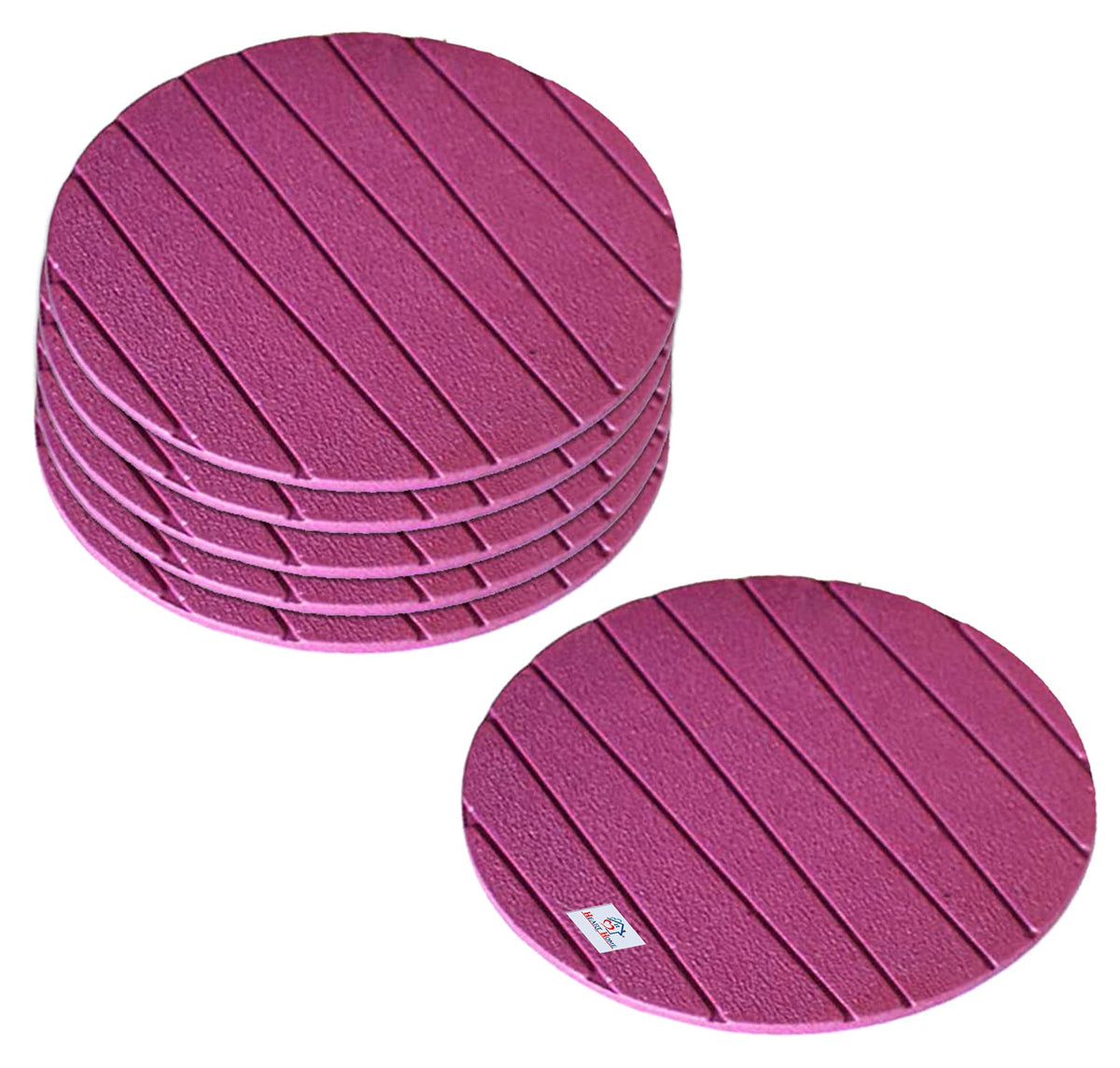 Heart Home Soft EVA Foam Set of 6 Pcs Non Slip Heat Insulation Coasters for Tea Coffee Cups Mugs Beer Cans Bar Glass (Purple)-HS_38_HEARTH21357