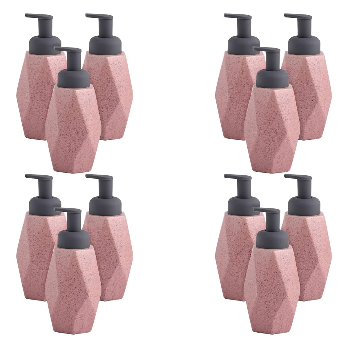 Kuber Industries Liquid Soap Dispenser | Handwash Soap Dispenser | Soap Dispenser for Wash Basin | Shampoo Dispenser Bottle | Bathroom Dispenser Bottle | 12 Piece | Pack of 4 | 400 ml | JY00014 | Pink