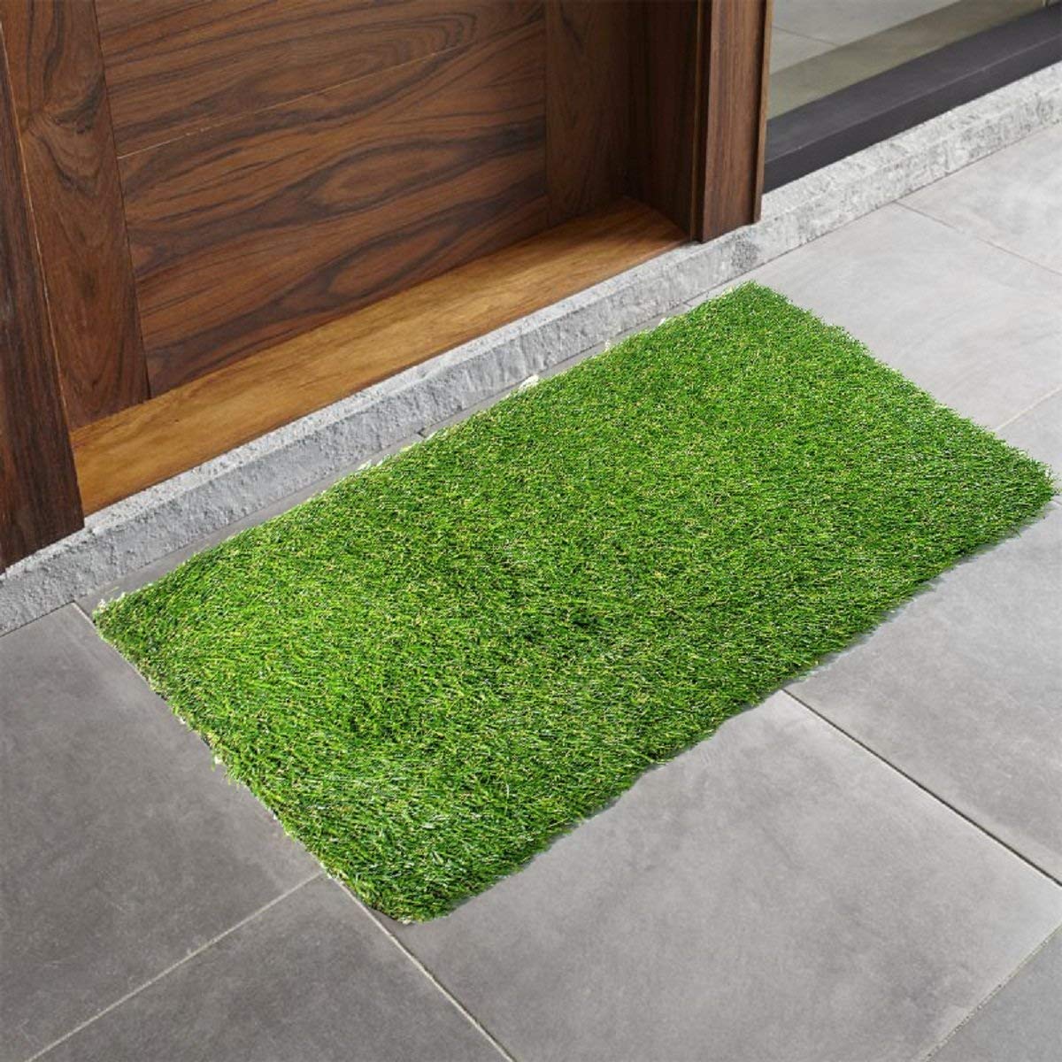 Kuber Industries PVC Artificial Grass Door Mat - 24"x 15.2", Green (Grass08)