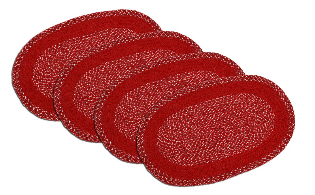 Kuber Industries Oval Design Soft Cotton Blend Anti Slip 4 Pieces Door Mat 18"x26"(Maroon) CTKTC33730