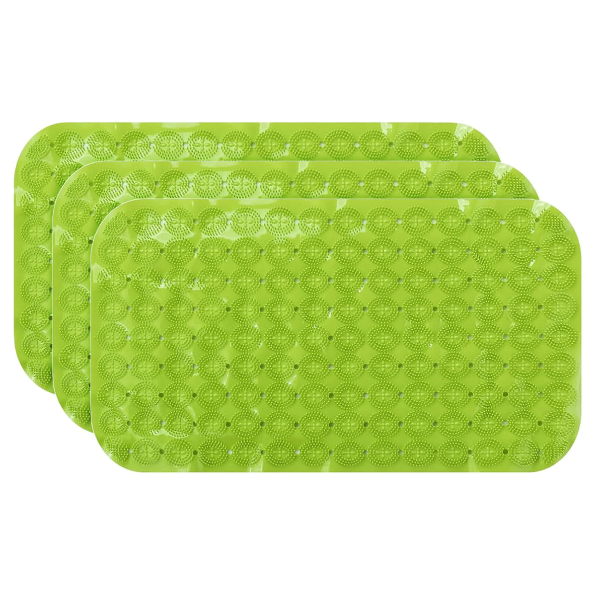 Kuber Industries Bath Mat | PVC Bathroom Mat | Shower Bath Mat | Floor Tub Mat | Foot Massager Mat | Anti-Skid Shower Bathroom Mat | B-02C |Pack of 3| Green